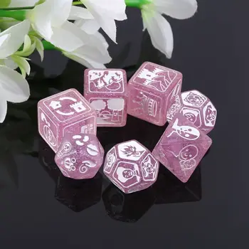 

7pcs/set Story Dices For Story Time Polyhedral Game Dice Says Party Multi Faces Acrylic Dice Toy