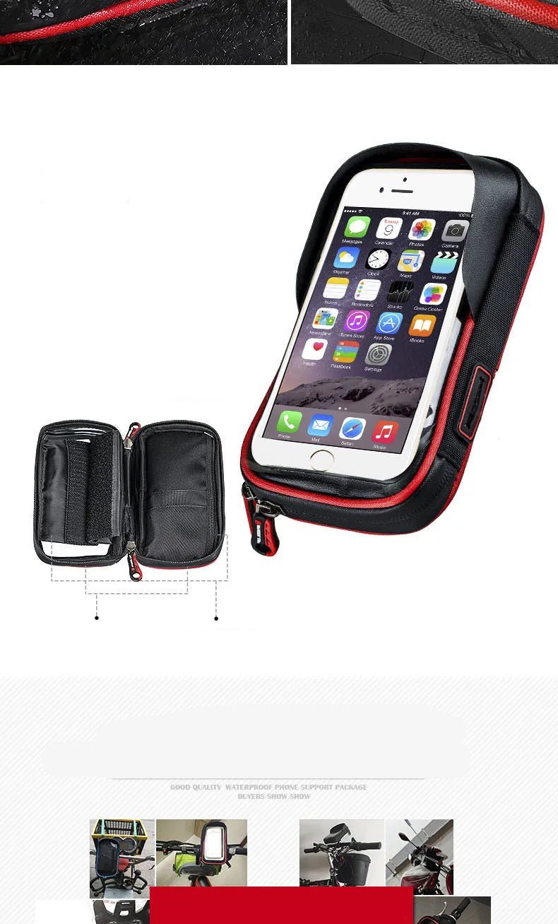Спорт на открытом воздухе для крепления мобильного телефона на велосипед Кронштейн телефона, водонепроницаемая сумка, велосипедная сумка, велосипедный пакет, передняя сумка навигационная рамка
