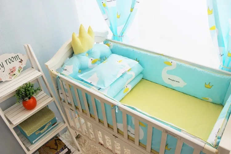 Удобные для малышей Постельное белье новорожденных постельное белье с рисунком лебедя хлопок бамперы/Стёганое