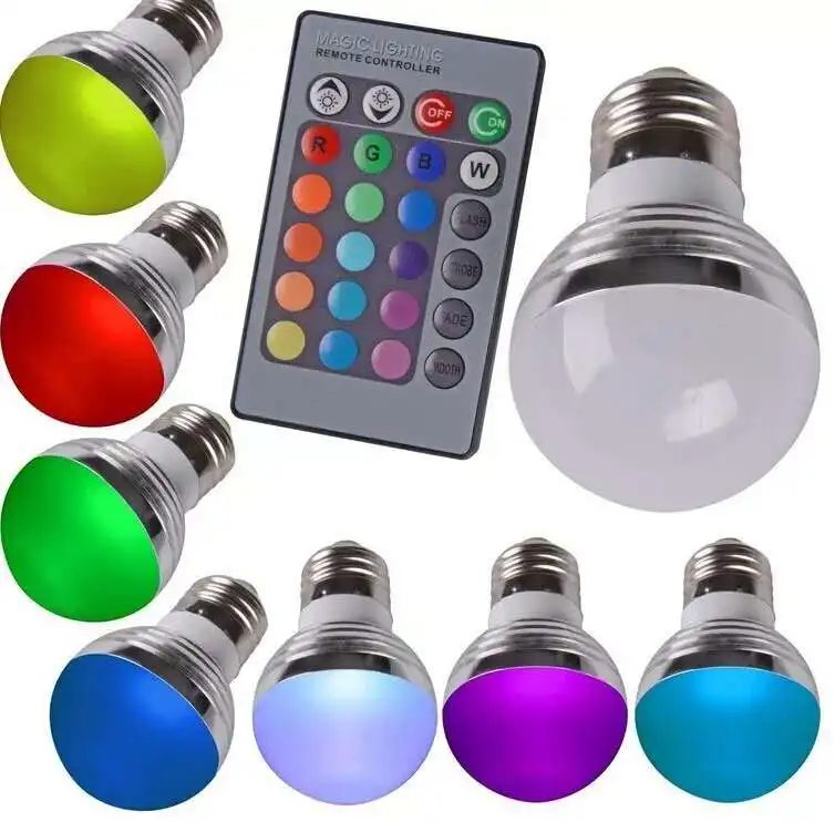 

RGB LED Light Bulb AC85-265V Smart Lighting Lamp Color Change Dimmable IR Remote Controller 3W Smart Bulb For Bar KTV Decoration