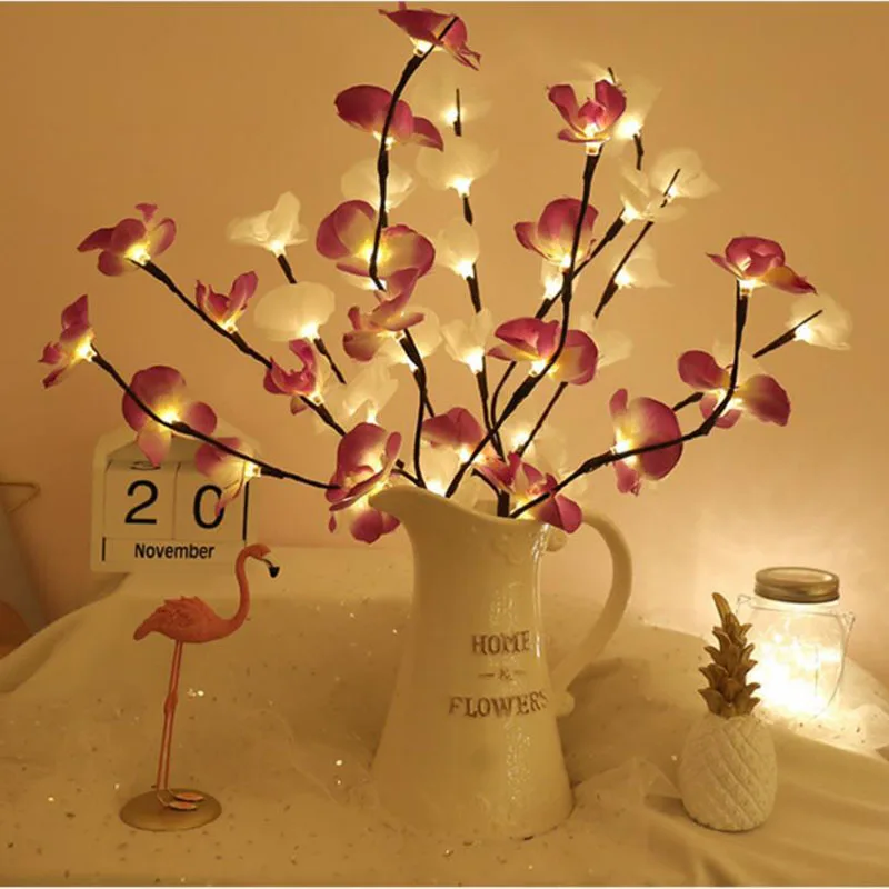 20 светодиодный светильник 5 ветвей освещения веточка ивовая ветка Цветочная лампа с батарейками для дома вечерние рождественские вазы