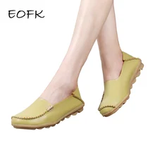 EOFK/женские лоферы; Кожаные Мокасины; удобная женская обувь без застежки; женская обувь; большие размеры 35-44