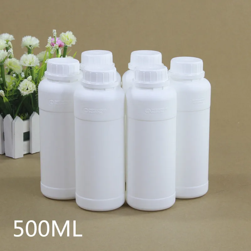 5 قطعة/الوحدة 500 مللي فارغة كاشف الكيماويات زجاجة تعبئة الغذاء الصف HDPE الأبيض المفلورة زجاجة حماية التآكل