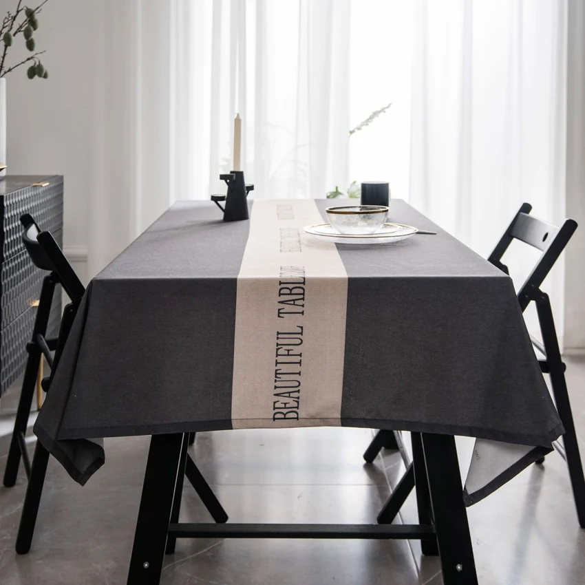 

Nordic Ins Rectangular Kitchen Desk Round Table Tablecloth Waterproof Anti-hot Tea Table Cloth TV Cabinet Cover Cloth Gray