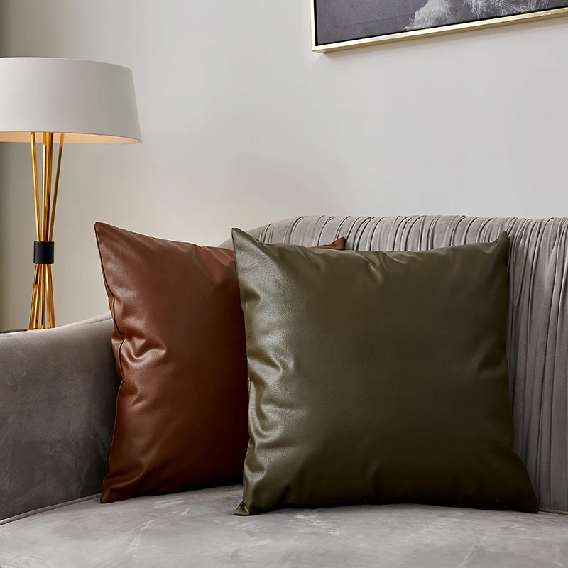 Cushion Cover PU Leather Sofa Car Decorative Pillow Case 45*45 Luxury Pillow Cover For Living Room Bedroom Coussin Decoratif Cushion Cover PU Leather Sofa Car Decorative Pillow Case 45*45 Luxury Pillow Cover For Living Room Bedroom Coussin Decoratif