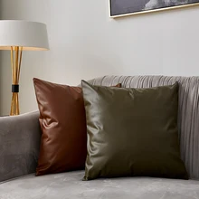 Cushion Cover PU Leather Sofa Car Decorative Pillow Case 45*45 Luxury Pillow Cover For Living Room Bedroom Coussin Decoratif Cushion Cover PU Leather Sofa Car Decorative Pillow Case 45*45 Luxury Pillow Cover For Living Room Bedroom Coussin Decoratif