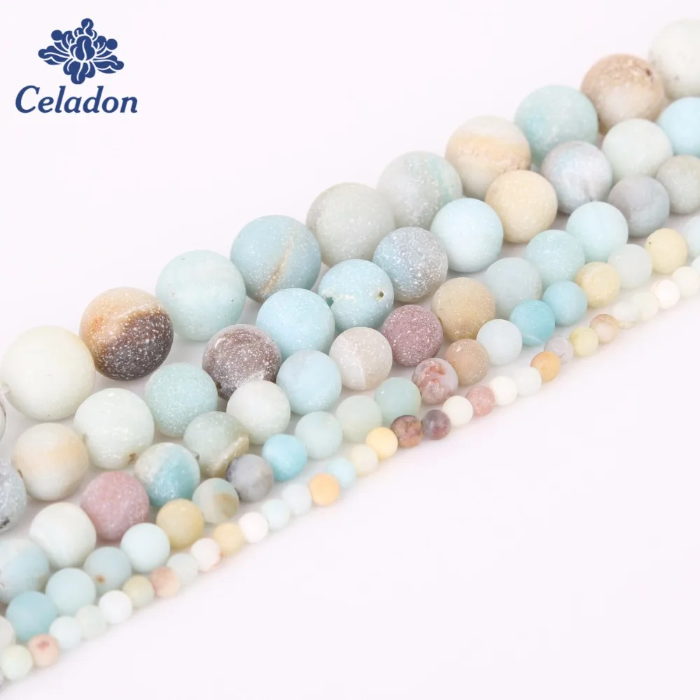 

4mm 6mm 8mm 10mm 12mm Matt Natural Amazonite stone beads Bracelet Necklace Forest Loose Round beads For jewelry Making