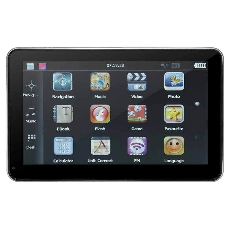 

Autoleader A Set 7 Inch Touch Screen Car Auto GPS Navigation USB Port MMC Slot Rechargeable Video Audio FM Mp3 Player E-book