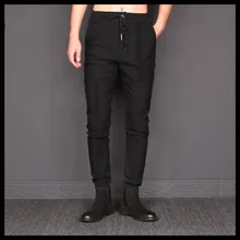M~3XL! New 2017 Men’s Clothing Korean winter upon Haren pants Metrosexual stylist Elastic Waist Stretch Pants singer costumes