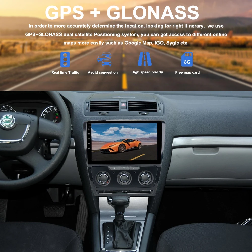 Clearance 10.2" IPS Car Audio GPS for Skoda Octavia 2007 2008 2009 2010 2011 2012 2014 Android 9.0 Radio Autoradio WIFI RDS Navigation BT 1