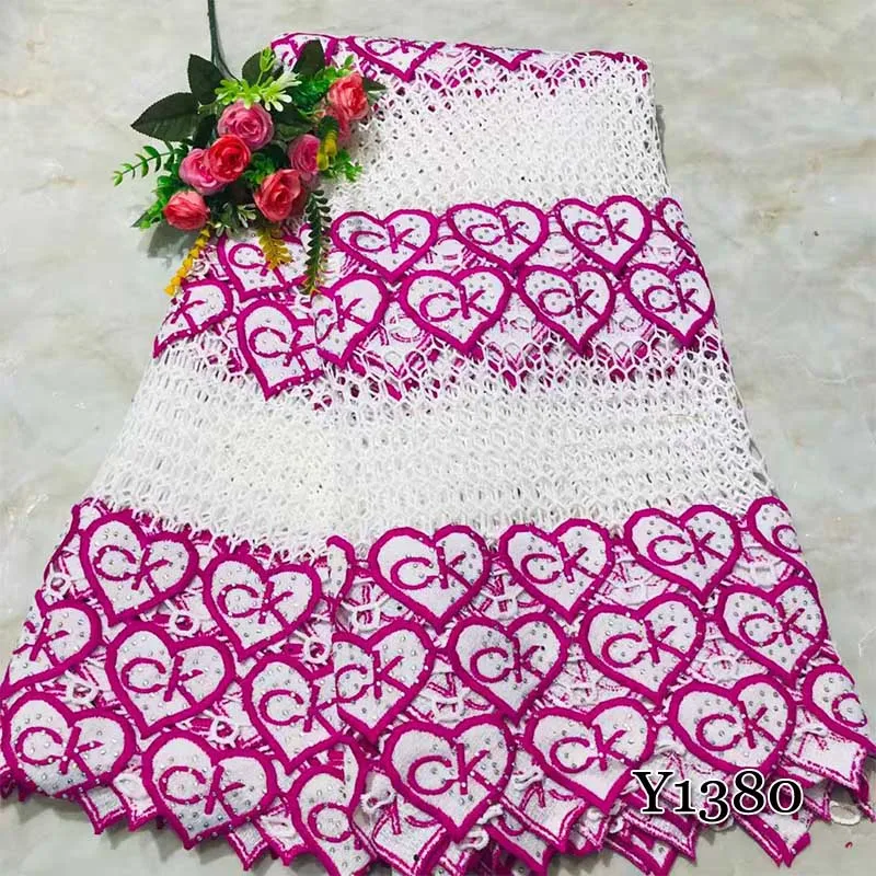 

African Laces Fabrics Embroidered Nigerian Guipure French Cord Lace Fabric High-quality Rose African French Net Lace Fabric
