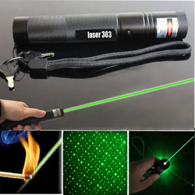 High Powered Lazer 303 Green Laser Pointer Pen Adjustable Focus 532nm