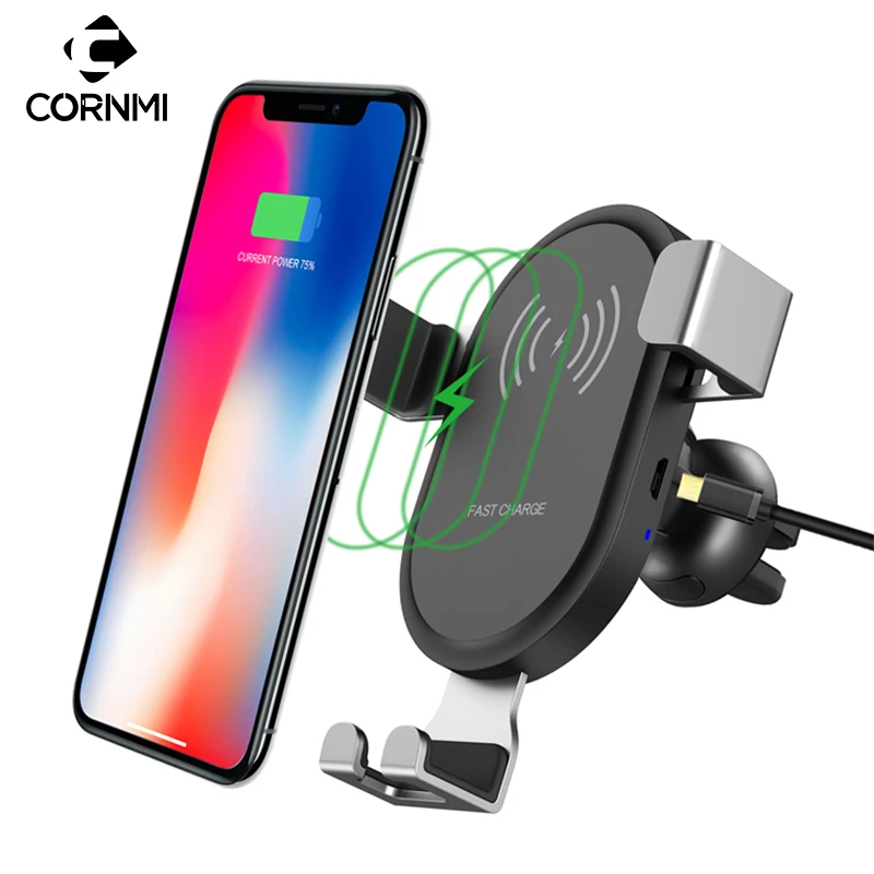 

Cornmi Automatic Car Mount Fast Wireless Charger for iPhone X 8 8plus Phone Holder Qualcomm Quick Charge 3.0 Charging Station