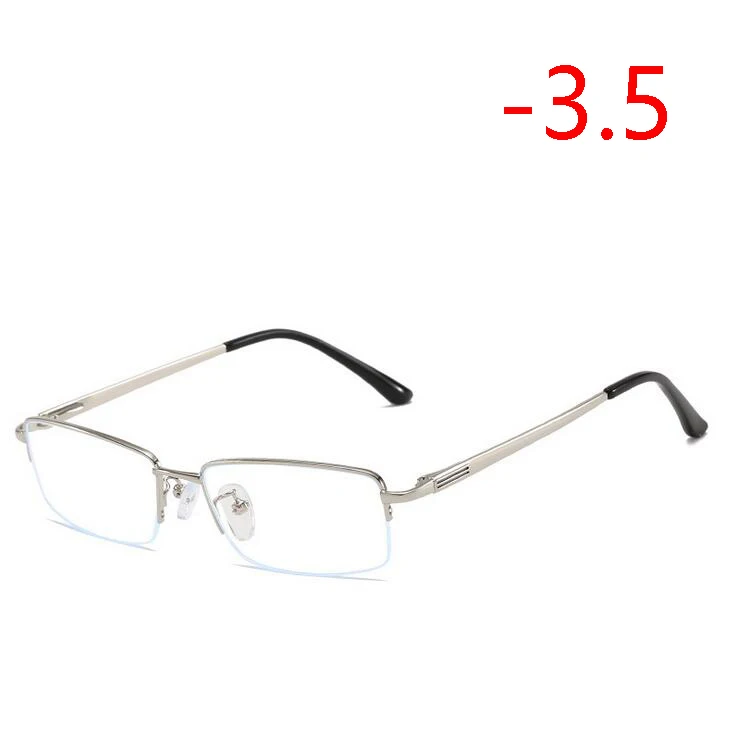 Myopia 350 Бизнес с плоскими стеклами и половинной рамкой очки с диоптриями Для мужчин Fashion1.56 асферическая линза металлический Для мужчин готовой близорукость очки 0-0,5-0,75-4,0 - Цвет оправы: Myopia 350