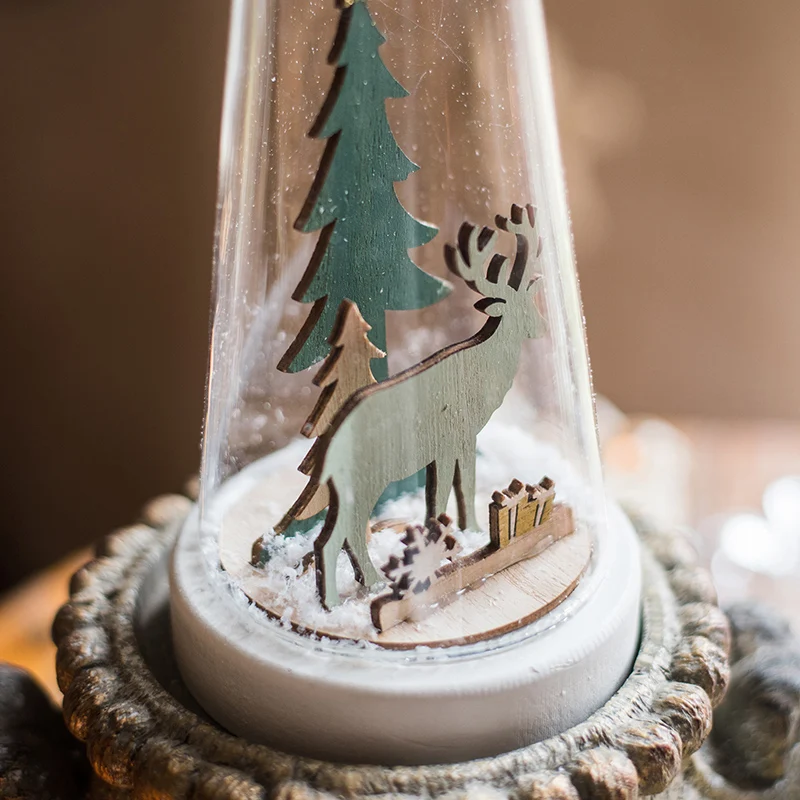 Рождественский снежок ночник декоративные украшения стеклянная крышка освещение олень Рождественская елка фестиваль светящаяся гирлянда