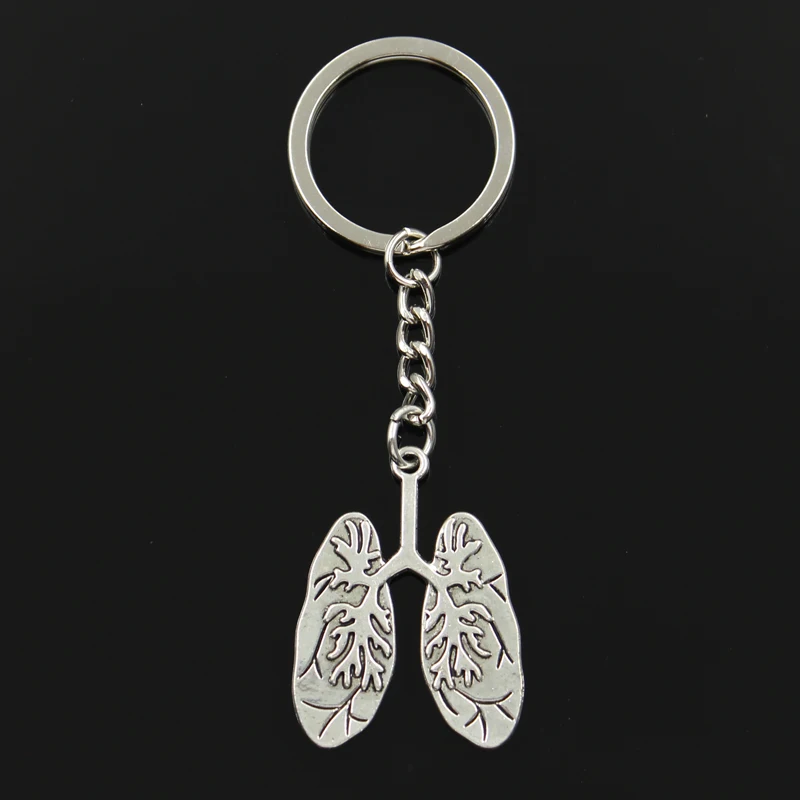 

Fashion 30mm Key Ring Metal Key Chain Keychain Jewelry Antique Silver Plated lung respiratory system 39x30mm Pendant