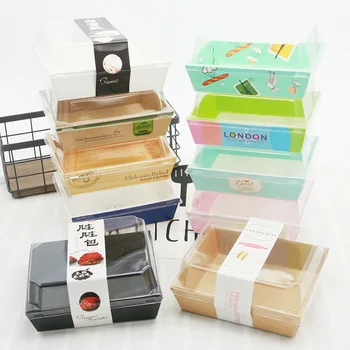 

9 Colors Sandwich Box Salad Dessert Hotdog Cake Packaging Boxes with Transparent Lids Kraft Paper Baking Boxes