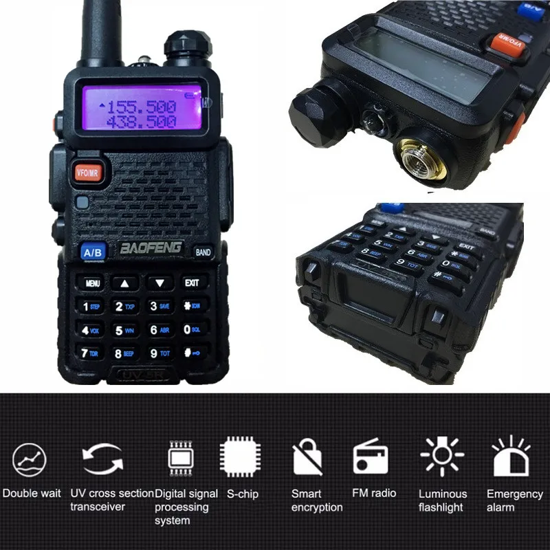 Baofeng UV-5R Радио Walkie Talkie UHF, Портативный Полиция Сканер радио Intercome HF трансивер баофенг 5R UV5R