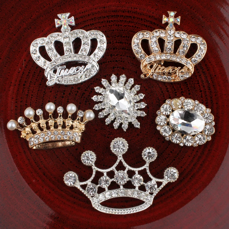 

120PCS Vintage crown/oval/flower Metal Rhinestone Buttons Bling Flatback Flower Centre Crystal Buttons for Hair accessories