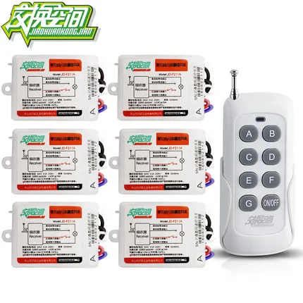 

JD211A1N6 Hesunse Six Ways Digital RF Wireless Remote Control Switch 220V 6Ch Receivers And 1 Transmitter 110V 433mhz