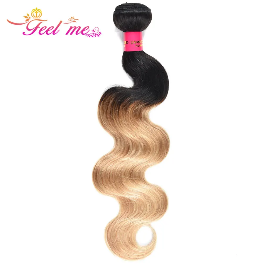 FEEL ME Body Wave One бразильские локоны Омбре пучки светлых волос 1b/27 два тона
