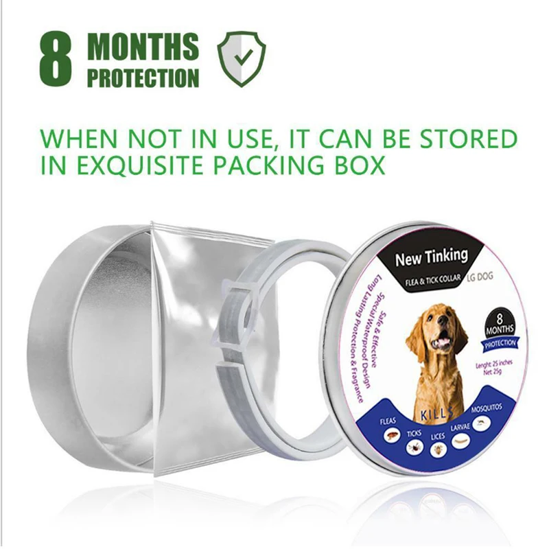 Deworming ошейник для собак анти-Блоха от клещей, комаров открытый защитный Регулируемый ошейник для питомцев 8 месяцев длительная защита