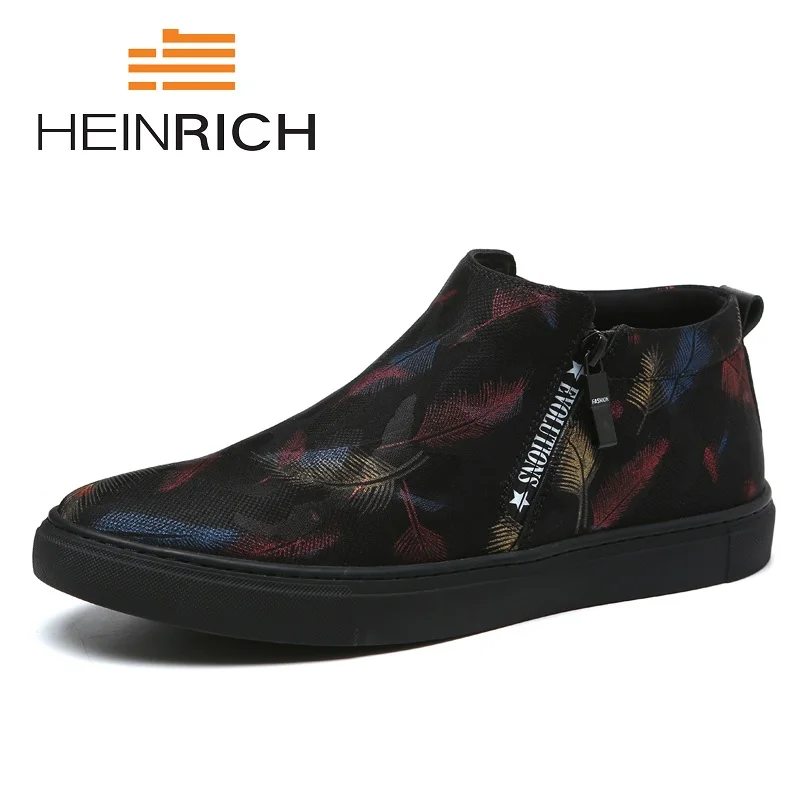 

HEINRICH Spring/Autumn Canvas Male Shoes Fashion Comfortable Loafers Men Shoes 2018 Men High-Top Tide Casual Flats Shoes