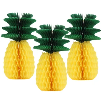 

3pc 12" Big Honeycomb Pineapple Hanging Decoration Table Centerpiece for Summer Party Hawaiian Tropical Luau Party Decor