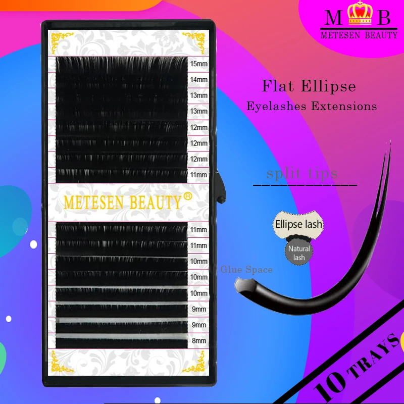METESEN BEAUTY 10 лотков плоские овальные ресницы для наращивания прививки товаров