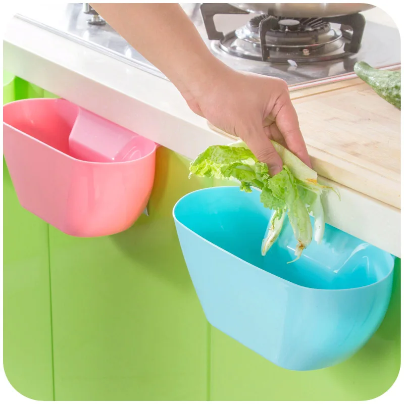 Simple and stylish kitchen garbage box, doors hanging trash can