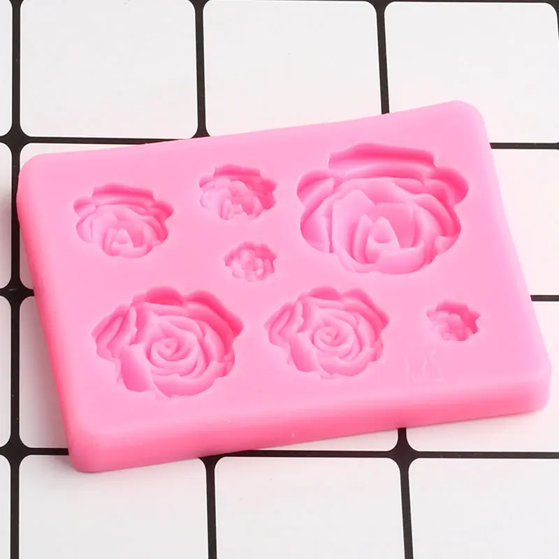 Силиконовые формы в виде цветов роз, формы для выпечки шоколада, помадки, топпер для кексов, инструменты для украшения свадебного торта, глиняные формы для конфет