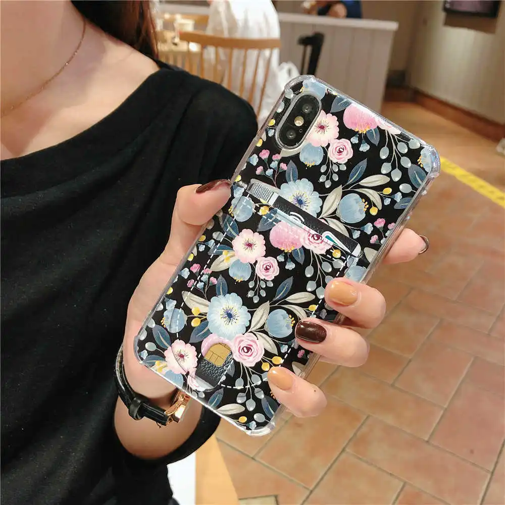 For Iphone X Case Marble TPU Case for Iphone 8 8Plus Credit Card Holder Back Cover for iphone 6 6plus 7 7plus Protective shell (25)