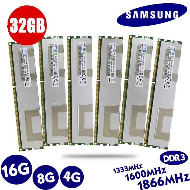 Samsung сервер радиатора reg ecc память 4 ГБ 8 ГБ 16 ГБ 32 ГБ DDR3 PC3 1066 МГц 1333 МГц 1600 МГц 1866 МГц 8G 16G 32g X79 X58 LGA2011|Оперативная память| | АлиЭкспресс
