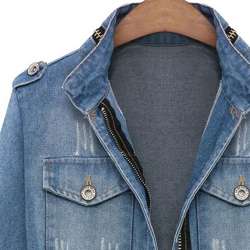 High Quality Denim Jackets Women Autumn Fashion Long Sleeve Jeans Coat Casual Denim Outwear Tops Plus Size 5XL