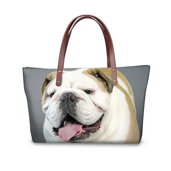 

Big Capacity Tote Messenger Bags for Women Funny Bulldog Pattern Ladies Shopping Bag Luxury Top-handle Bags Feminina