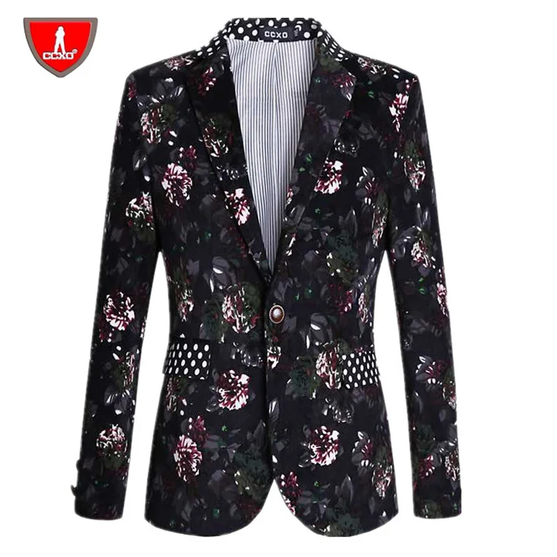 CCXO 2015 New Arrival Mens Floral Blazer Masculino Designs Men Suit Casual For Printed Flower Slim Fit Jacket | Мужская одежда