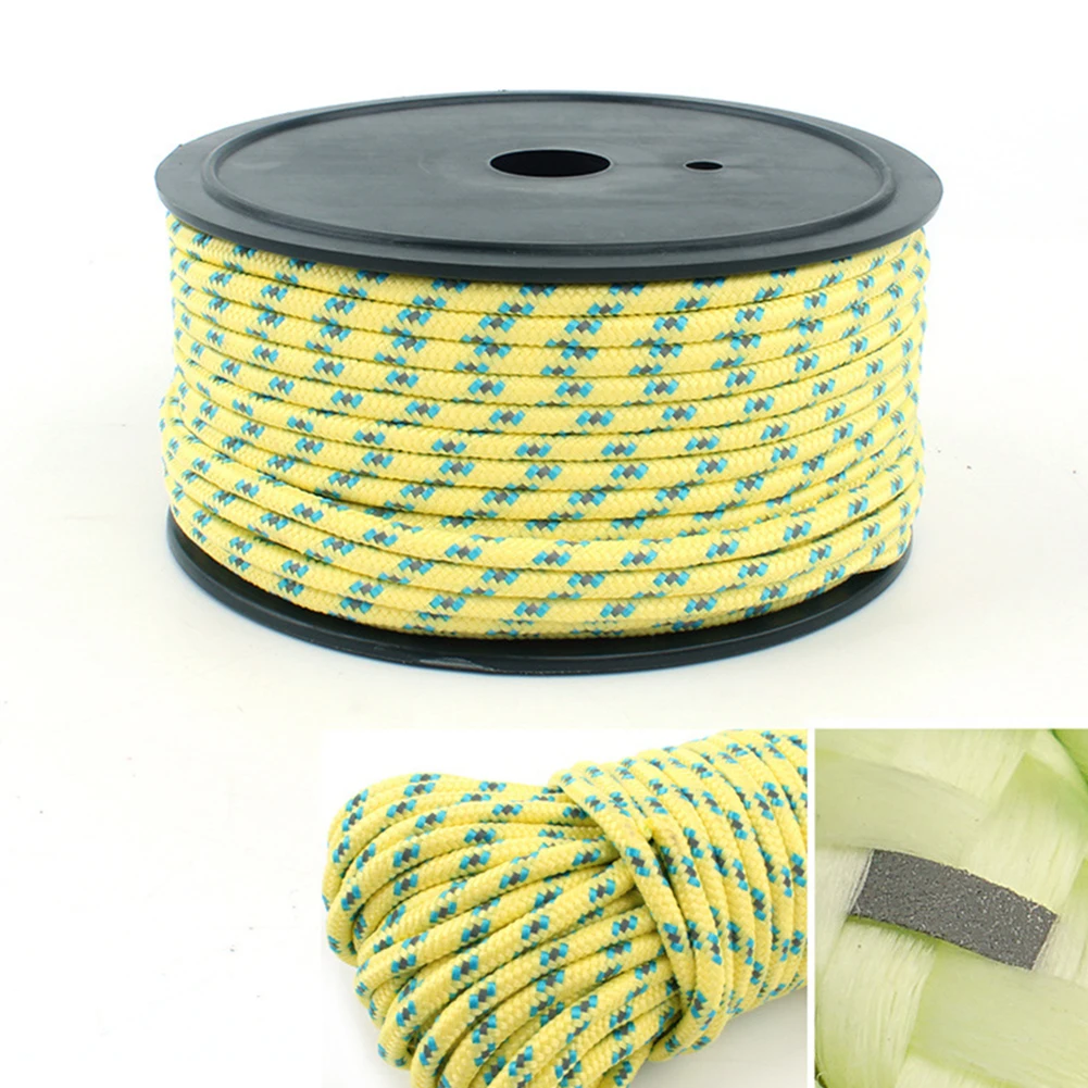 50m Outdoor Reflective Cord 5mm Bold Tent Guy line Rope Guy for Camping Tent Nail Rope Sun Shelter Shade Accessories