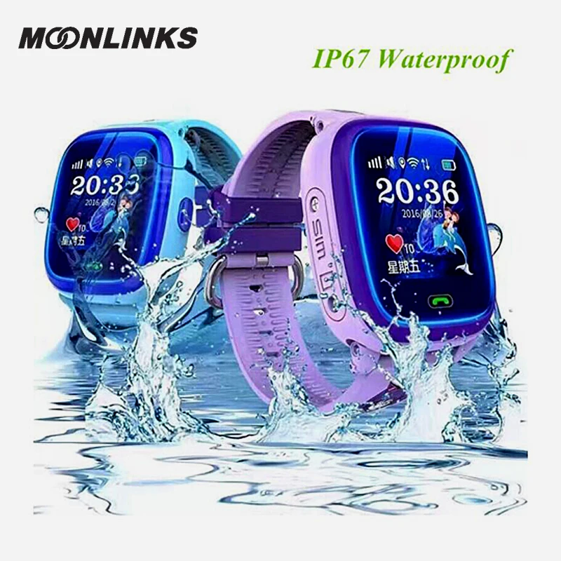 Moonlinks DF25 IP67 waterproof smart baby font b watch b font SOS Call Location For Kid