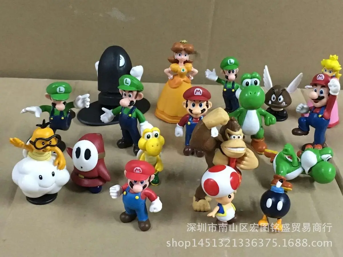 18 шт./компл. Super Mario Bros "-2,5" Йоши динозавр рисунок игрушка Супер Марио Луиджи фигурку ПВХ детская игрушка, подарок на день рождения, рождественский подарок - Цвет: A