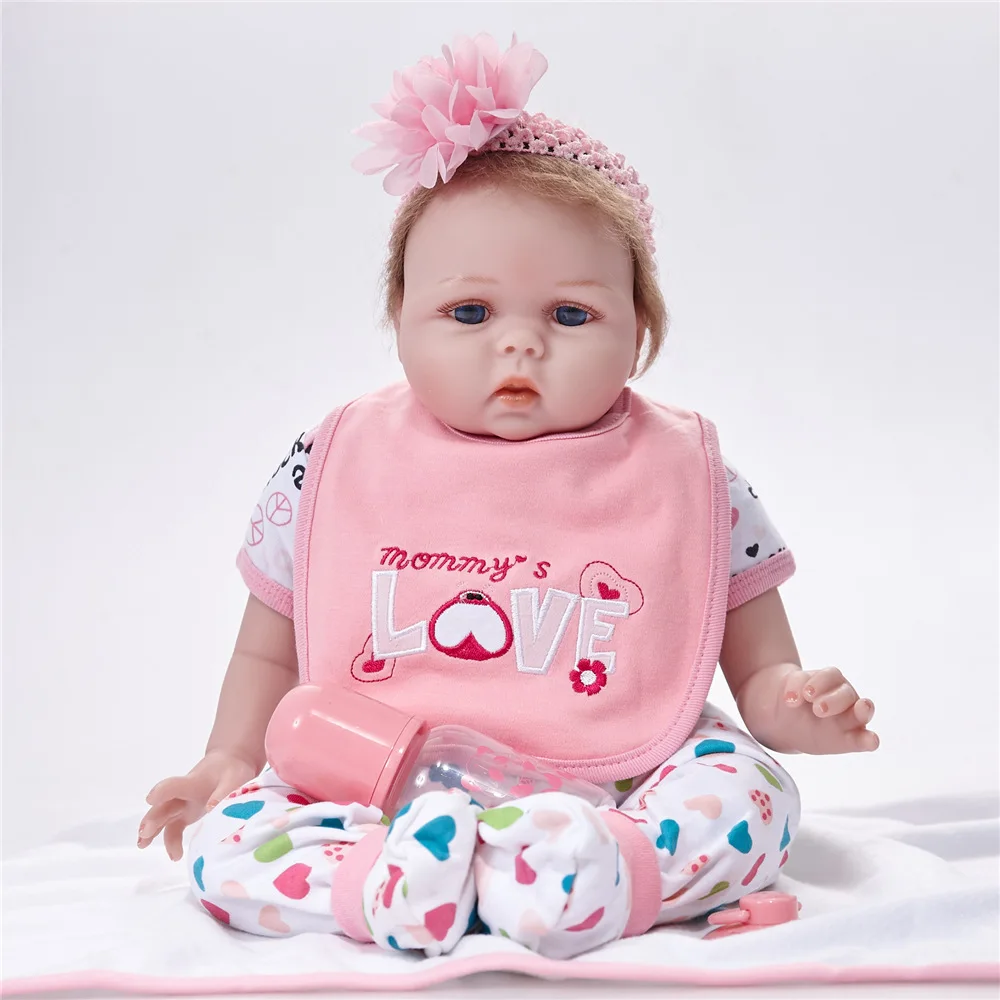 

55cm Lovely Reborn Girl Doll Soft Silicone Cute Princess Newborn Baby with Cloth Body Toy for Kids Birthday Christmas Gift