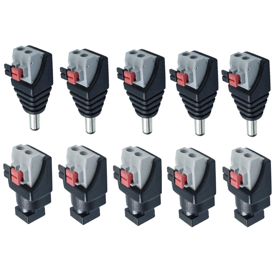 

5PCS Female + 5PCS Male Convenient Pressed DC Power Jack Connector Plug Adapter For 5050 3528 5630 5730 Single Color LED Strip