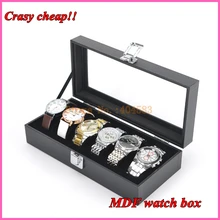 Черные кожзам дешевые часы в подарочной коробке, коробка для хранения часов