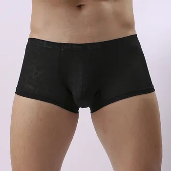 

Sexy Boxers Shorts Gay Underwear Soft Lace Panties Men's Clothes Breathable U Convex Pouch Underpants Cueca masculina ropa M-XXL