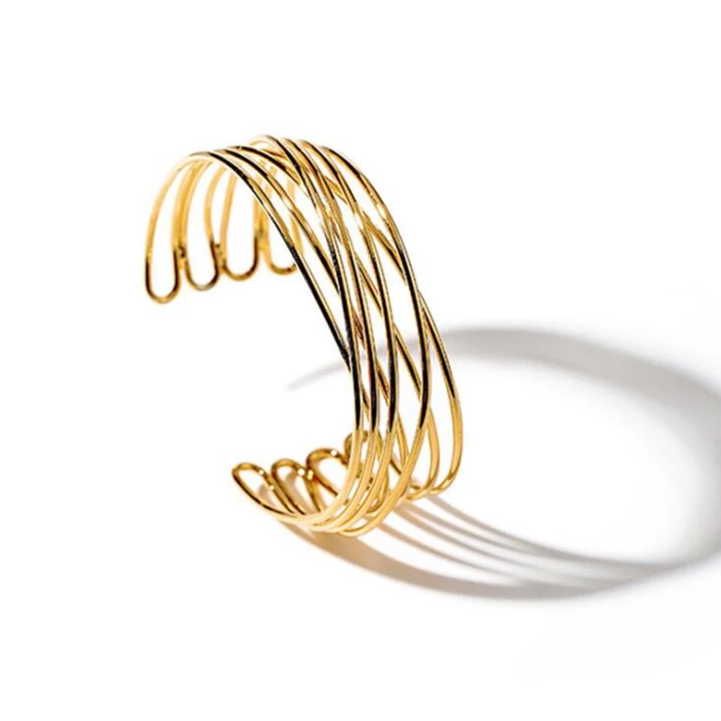 

Hot Europe And America Fashion Personality Fine Open Bracelet Femme New Punk Multi-Layer Metal Cuff Bracelet Wedding Jewelry