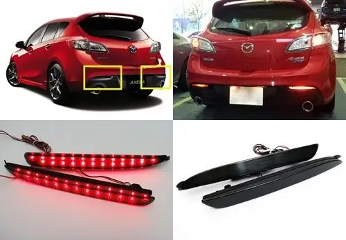 

CYAN SOIL BAY For Mazda3 Mazda 3 2010 2011 2012 2013 Red/Black Smoked Lens LED Bumper Reflector Tail Brake Light For MAZDASPEED3