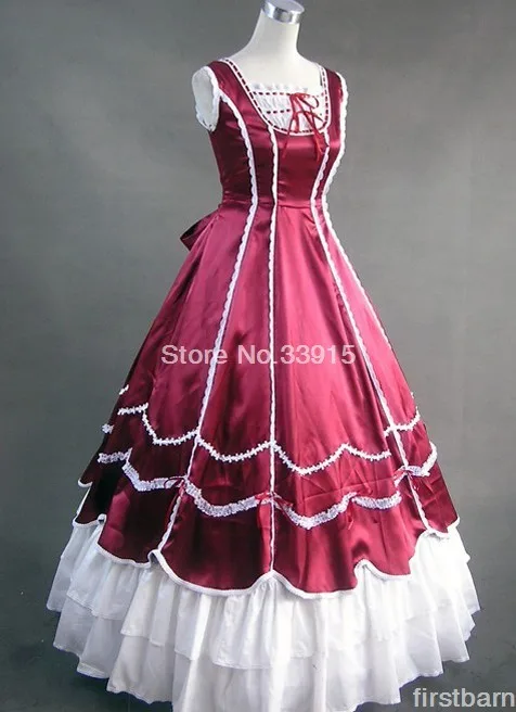 Victorien Lolita Robe Guerre Corset Rouge Gothique Sud De civile Costume Custom Bal Vintage Belle Vin Made qBUPTtxE