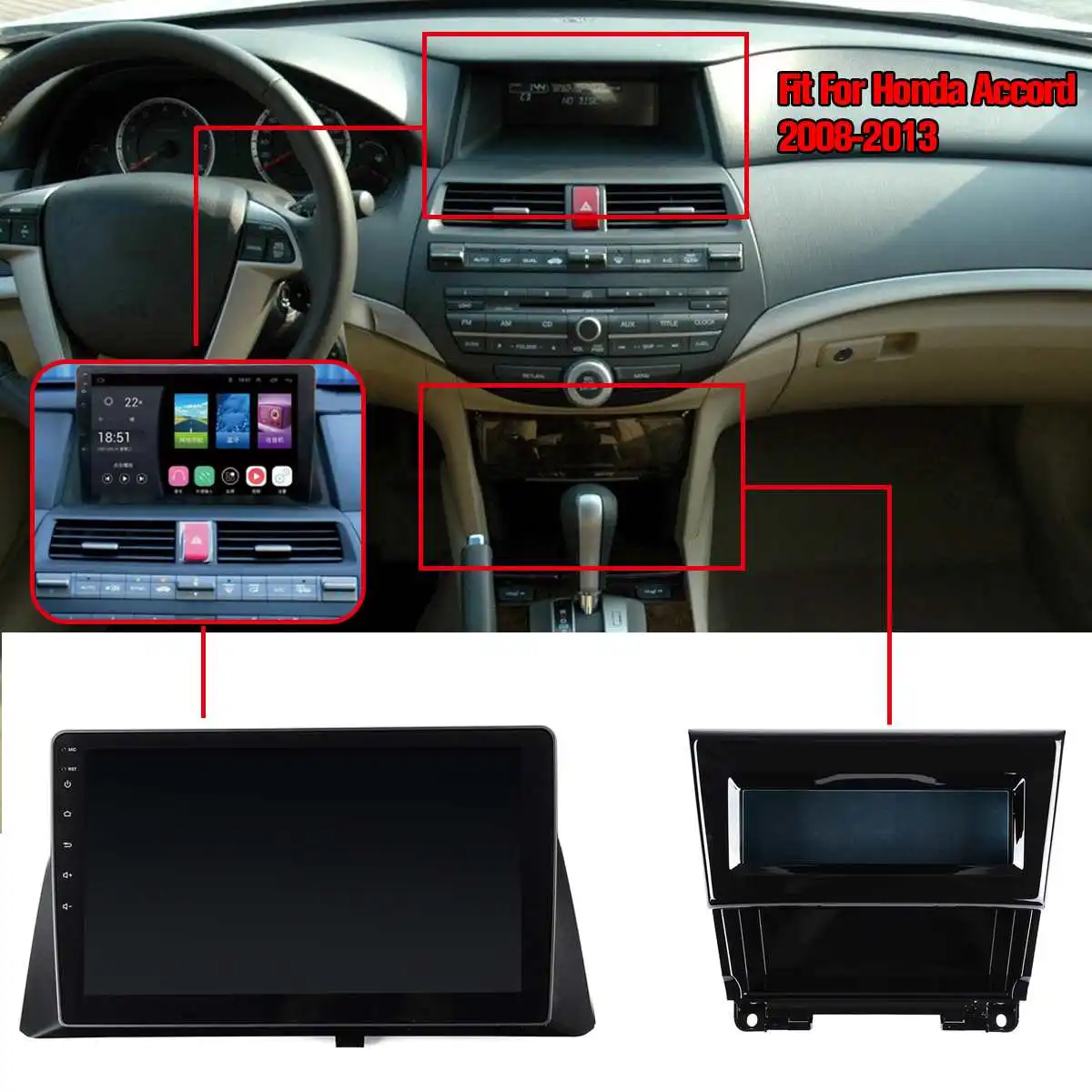 Flash Deal Android 8.0/8.1 Quad Cores 10.2" Touch Screen Car HD MP5 Player BT FM GPS WIFI Car Multimedia Player For Honda for Accord 2008 1