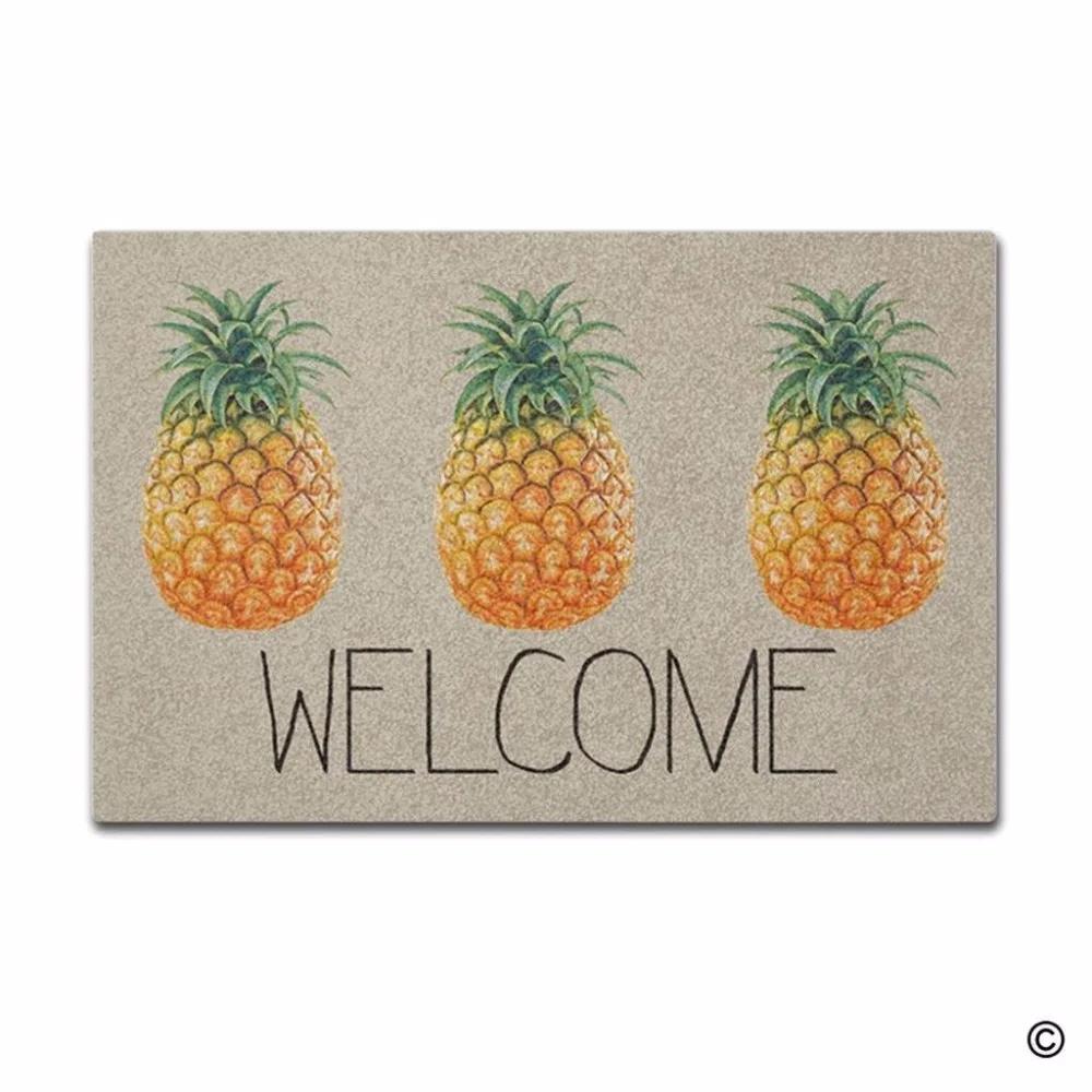 cheap Funny Printed Doormat Entrance Floor Mat Welcome Pineapple Indoor Outdoor Decorative Door Mat Entry Way Mat Machine Washable Non