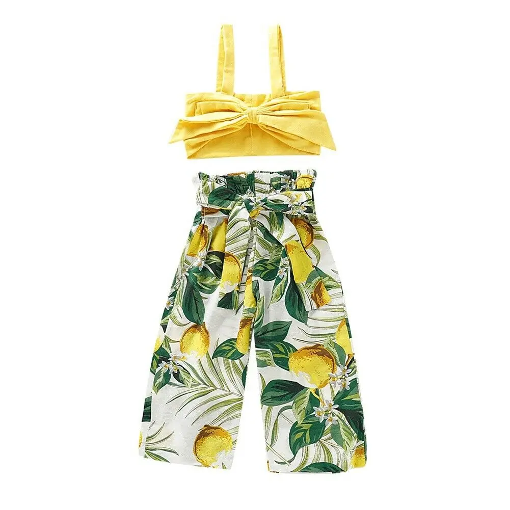 

Pudcoco 2019 Summer 2pcs Newborn Toddler Infant Baby Girl Clothes Yellow T-shirt Tops+Long Lemon Pants Outfit Casual Set