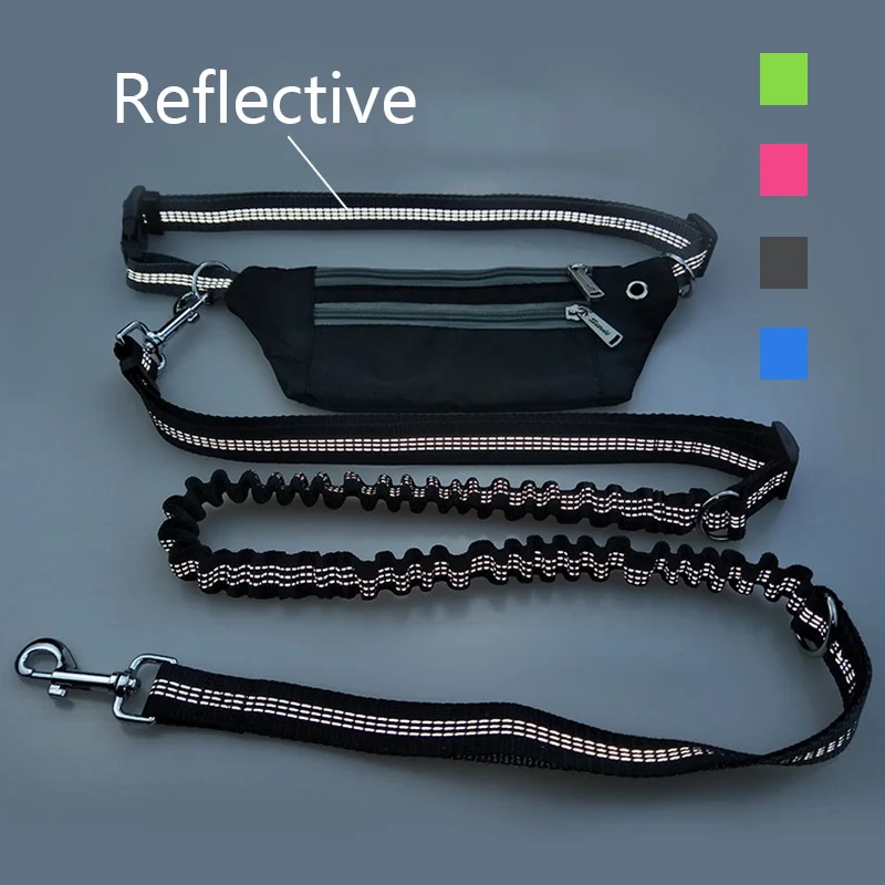

Pet Dog Leash Reflective Free Hand Elastic Adjustable Walking Running Leads Waterproof Waist Pocket for All Dogs Pet Supplies